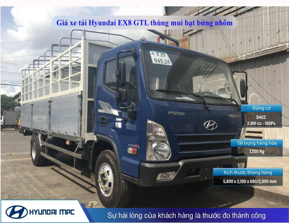 Hình ảnh Xe tải Hyundai EX8 GTL thùng mui bạt bửng nhôm
